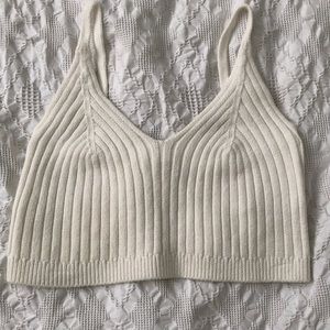 Free people cream knit sweater crop top